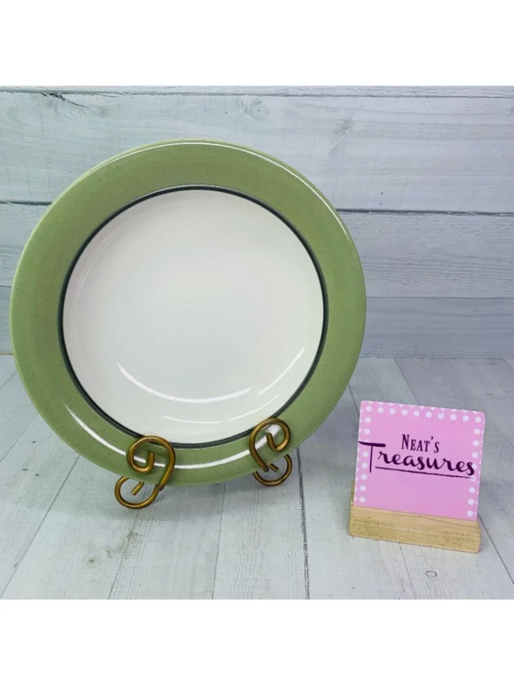 Pfaltzgraff SPHERE Charcoal Line Green Bands Smooth Rimmed Pasta Serving Bowl